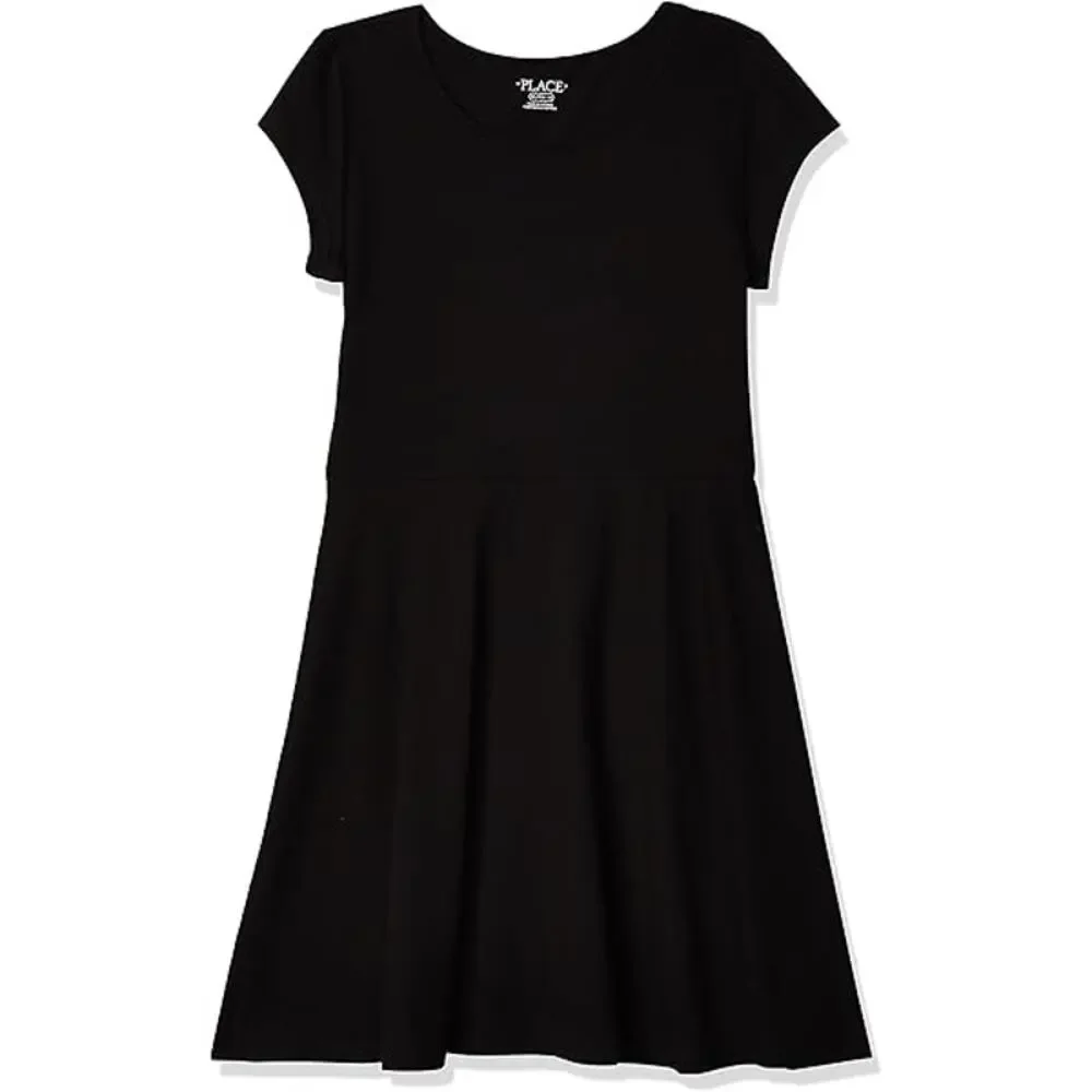 The Children's Place Girls Black Short Sleeve Mini Dress Youth Size XL 14